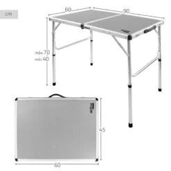 AKTIVE - Table De Camping Pliante, Réglable En 2 Hauteurs, 90x60x40/70 Cm, Gris -Échappée Nature aktive table de camping pliante reglable en 2 hauteurs 90x60x4070 cm gris 3