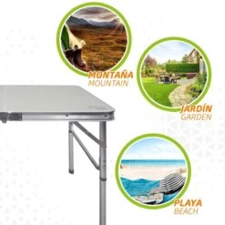 AKTIVE - Table Pliante Avec 2 Tabourets Et Poignée De Transpor, Gris 7 AKTIVE - Table Pliante Avec 2 Tabourets Et Poignée De Transpor, Gris -Échappée Nature aktive table pliante avec 2 tabourets et poignee de transpor gris 3