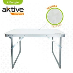 AKTIVE - Table Pliante . Table Basse Blanche En Aluminium - 40x60x40 Cm -Échappée Nature aktive table pliante table basse blanche en aluminium 40x60x40 cm 2