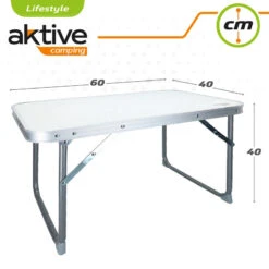 AKTIVE - Table Pliante . Table Basse Blanche En Aluminium - 40x60x40 Cm -Échappée Nature aktive table pliante table basse blanche en aluminium 40x60x40 cm 3