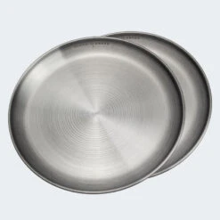 Assiette Plate De Camping | Diamètre Env. 23 Cm | Acier Inox | 2 Assiettes -Échappée Nature assiette plate de camping diametre env 23 cm acier inox 2 assiettes 2