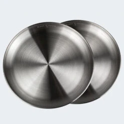 Assiette Plate De Camping | Diamètre Env. 23 Cm | Acier Inox | 2 Assiettes -Échappée Nature assiette plate de camping diametre env 23 cm acier inox 2 assiettes 3