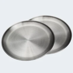 Assiette Plate De Camping | Diamètre Env. 23 Cm | Acier Inox | 2 Assiettes -Échappée Nature assiette plate de camping diametre env 23 cm acier inox 2 assiettes 4