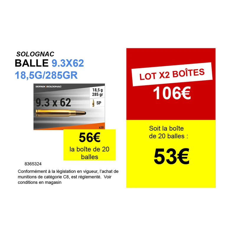 Balle 9,3x62 18,5G/285GRS X20 2 Balle 9,3x62 18,5G/285GRS X20 – Image 2