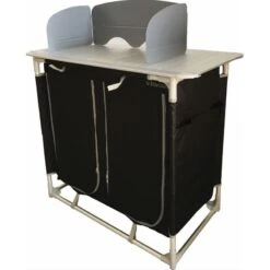 BAYASUN Meuble De Cuisine 4 Étagères Pieds Réglables Gris -Échappée Nature bayasun meuble de cuisine 4 etageres pieds reglables gris 2