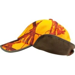 CASQUETTE CHASSE A RABAT CAMOUFLAGE ORANGE -Échappée Nature casquette chasse a rabat camouflage orange 2