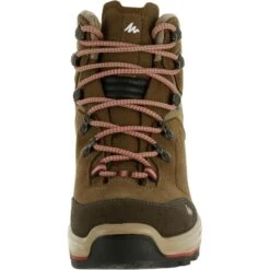 CHAUSSURES TREKKING CUIR IMPERMÉABLES - MT100 - BEIGE - FEMME HAUTE -Échappée Nature chaussures trekking cuir impermeables mt100 beige femme haute 2