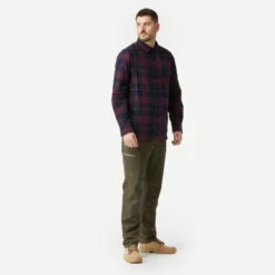 Chemise De Trekking Voyage - TRAVEL500 WARM Bordeaux Homme -Échappée Nature chemise de trekking voyage travel500 warm bordeaux homme 2