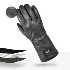 Gants En Cuir Chauffants - Extra Chauds - Noirs -Échappée Nature gants en cuir chauffants extra chauds noirs 3