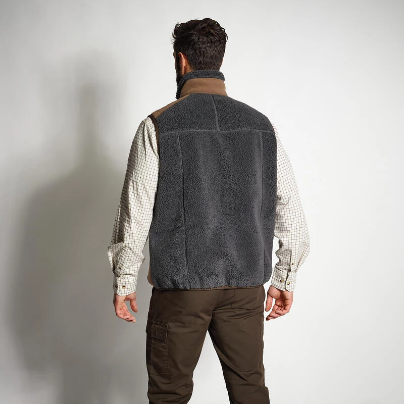 GILET POLAIRE SANS MANCHES MOUTONNE 500 GRIS 3 GILET POLAIRE SANS MANCHES MOUTONNE 500 GRIS – Image 3