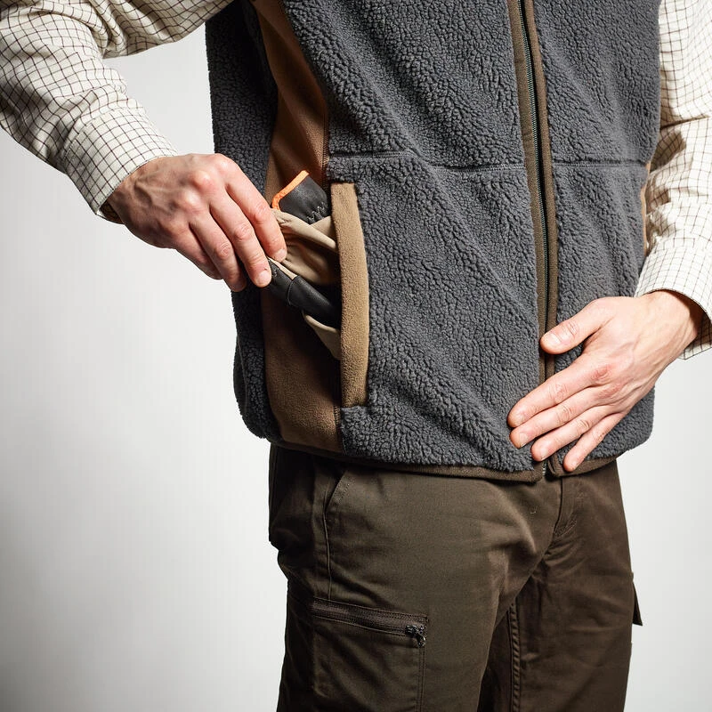 GILET POLAIRE SANS MANCHES MOUTONNE 500 GRIS 7 GILET POLAIRE SANS MANCHES MOUTONNE 500 GRIS – Image 7