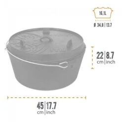 Petromax Dutch Oven FT18-18QT - Sans Pieds -Échappée Nature petromax dutch oven ft18 18qt sans pieds 2