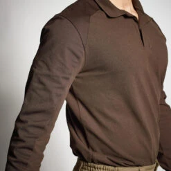 POLO MANCHES LONGUES RENFORT MARRON 100 8 POLO MANCHES LONGUES RENFORT MARRON 100 -Échappée Nature polo manches longues renfort marron 100 2