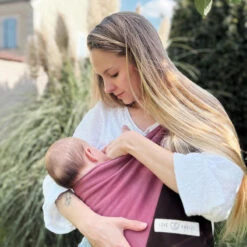 Sling - La Petite Echarpe Sans Nœud - Rosé, Pecan, Anneaux Or Rose (réversible) -Échappée Nature sling la petite echarpe sans noeud rose pecan anneaux or rose reversible 2