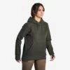 SWEAT-SHIRT CAPUCHE FEMME 500 CHAUD VERT