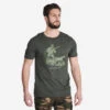 T-shirt Manches Courtes Chasse Coton Homme - 100 Chien Arrêt Vert