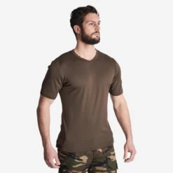 T-shirt Manches Courtes Respirant Chasse Homme 100 Marron Foncé