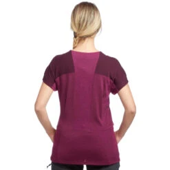 T-shirt Mérinos De Trek Montagne - TREK 500 Violet Femme -Échappée Nature t shirt merinos de trek montagne trek 500 violet femme 2