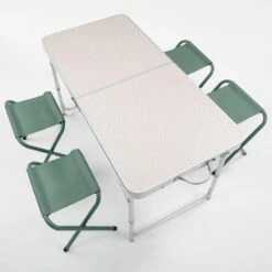 Quechua TABLE DE CAMPING PLIANTE - 4 TABOURETS - 4 À 6 PERSONNES -Échappée Nature table de camping pliante 4 tabourets 4 a 6 personnes 4