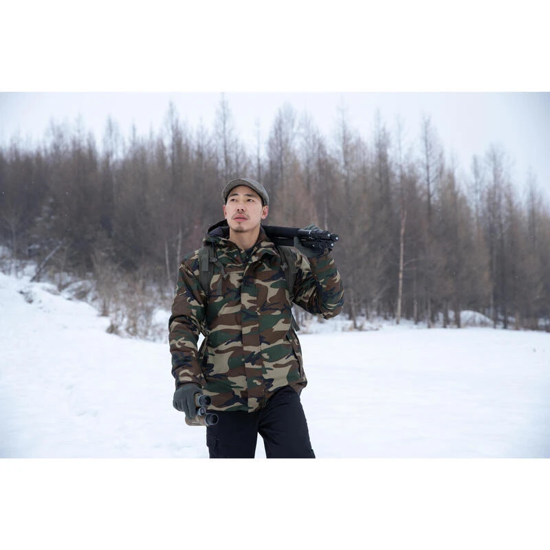 VESTE CHASSE CHAUDE IMPERMEABLE CAMOUFLAGE WOODLAND VERT 100 2 VESTE CHASSE CHAUDE IMPERMEABLE CAMOUFLAGE WOODLAND VERT 100 – Image 2