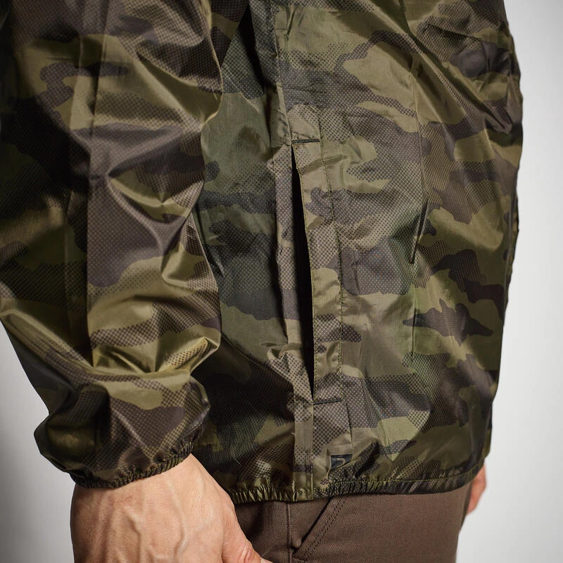 VESTE CHASSE IMPERMÉABLE LEGERE CAMO VERTE 100 4 VESTE CHASSE IMPERMÉABLE LEGERE CAMO VERTE 100 – Image 4