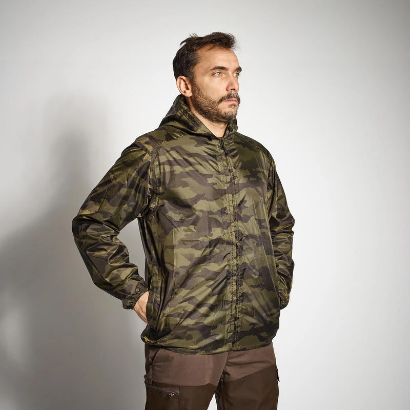 VESTE CHASSE IMPERMÉABLE LEGERE CAMO VERTE 100 5 VESTE CHASSE IMPERMÉABLE LEGERE CAMO VERTE 100 – Image 5