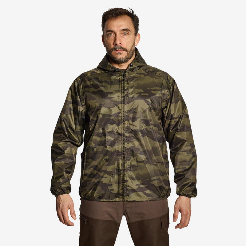 VESTE CHASSE IMPERMÉABLE LEGERE CAMO VERTE 100 1 VESTE CHASSE IMPERMÉABLE LEGERE CAMO VERTE 100