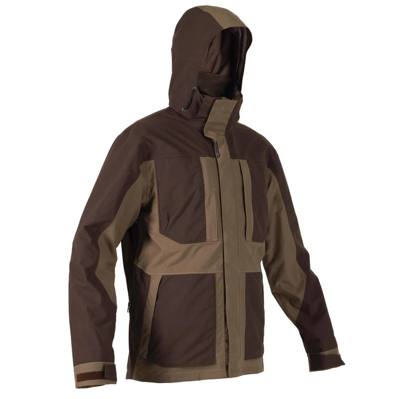 VESTE CHASSE IMPERMEABLE RENFORT MARRON 500 1 VESTE CHASSE IMPERMEABLE RENFORT MARRON 500