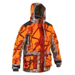 VESTE CHASSE POSTE IMPERMÉABLE CHAUDE 3 EN 1 CAMO FLUO 900