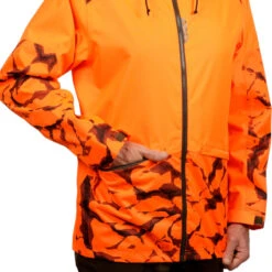VESTE CHASSE RESISTANTE IMPERMEABLE ORANGE FLUO SUPERTRACK 100 -Échappée Nature veste chasse resistante impermeable orange fluo supertrack 100 5