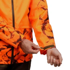 VESTE CHASSE RESISTANTE IMPERMEABLE ORANGE FLUO SUPERTRACK 100 -Échappée Nature veste chasse resistante impermeable orange fluo supertrack 100 7
