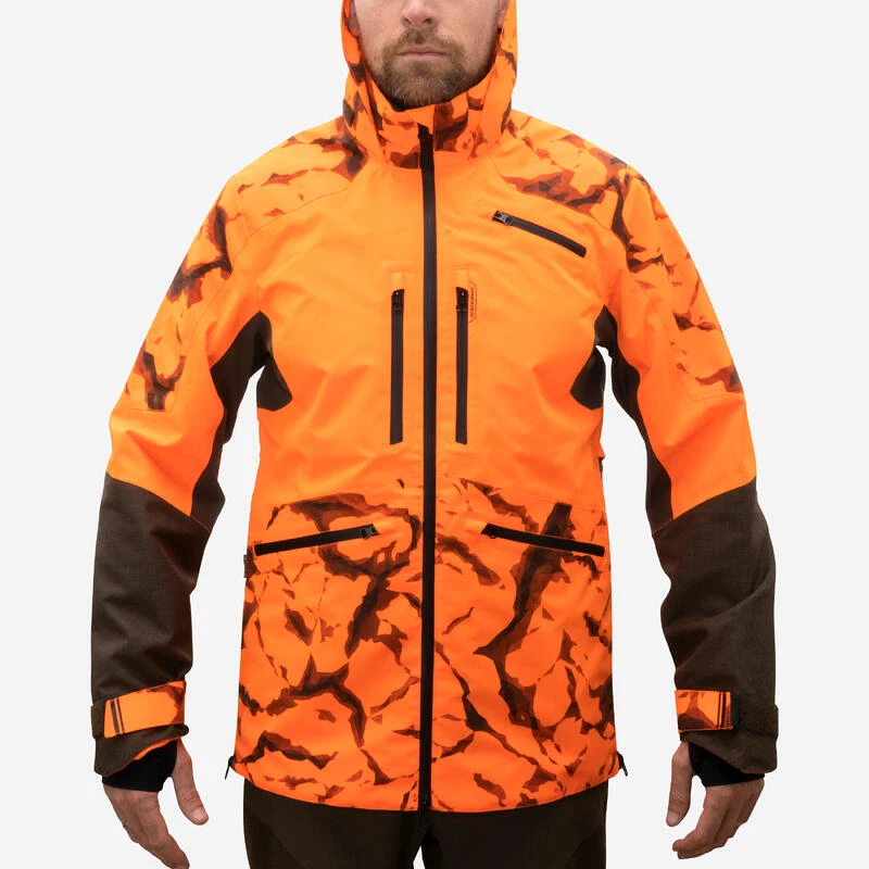 VESTE CHASSE RESISTANTE IMPERMEABLE ORANGE FLUO SUPERTRACK 900 LIGHT 5 VESTE CHASSE RESISTANTE IMPERMEABLE ORANGE FLUO SUPERTRACK 900 LIGHT – Image 5