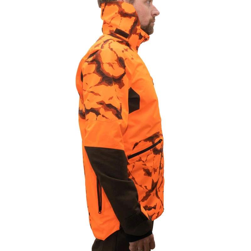 VESTE CHASSE RESISTANTE IMPERMEABLE ORANGE FLUO SUPERTRACK 900 LIGHT 8 VESTE CHASSE RESISTANTE IMPERMEABLE ORANGE FLUO SUPERTRACK 900 LIGHT – Image 8