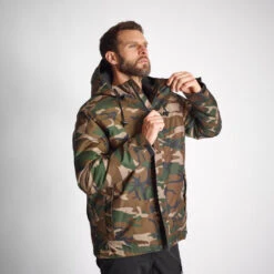 VESTE IMPERMEABLE CHAUDE 100 CAMO WOODLAND 17 VESTE IMPERMEABLE CHAUDE 100 CAMO WOODLAND -Échappée Nature veste impermeable chaude 100 camo woodland 7