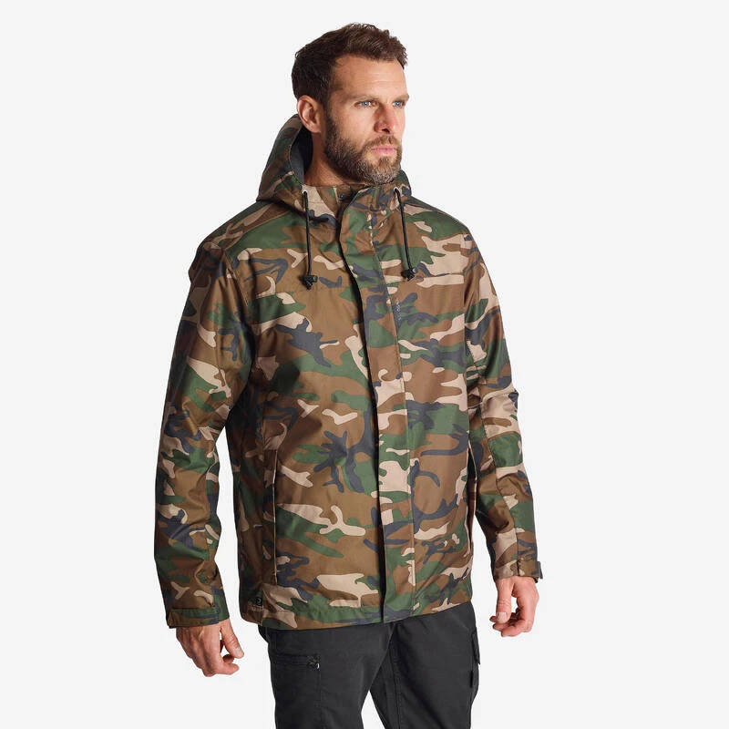 VESTE IMPERMEABLE CHAUDE 100 CAMO WOODLAND 1 VESTE IMPERMEABLE CHAUDE 100 CAMO WOODLAND