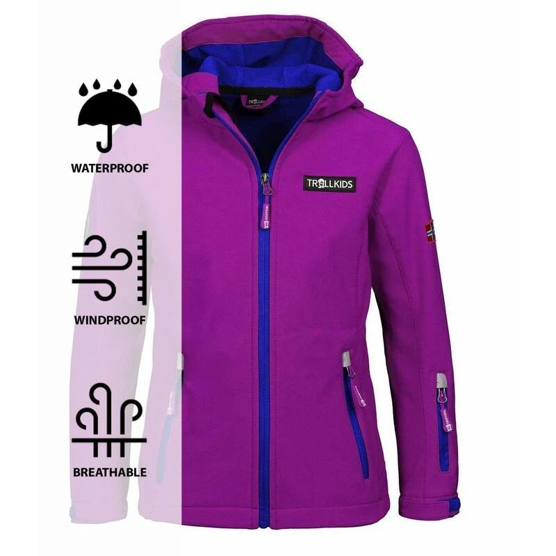 TROLLKIDS Veste Softshell Pour Enfants Oslofjord Imperméable Et Coupe-vent Rouge Fuchsia 3 TROLLKIDS Veste Softshell Pour Enfants Oslofjord Imperméable Et Coupe-vent Rouge Fuchsia – Image 3