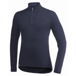 Woolpower Merino Base Layer Zip Turtleneck 200 - Bleu Marine Foncé -Échappée Nature woolpower merino base layer zip turtleneck 200 bleu marine fonce 2