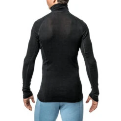 Woolpower Merino Base Layer Zip Turtleneck LITE - Noir -Échappée Nature woolpower merino base layer zip turtleneck lite noir 2
