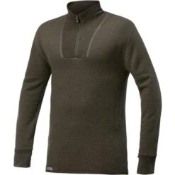 Woolpower Merino Mid Layer Zip Turtleneck 400 - Vert Pin -Échappée Nature woolpower merino mid layer zip turtleneck 400 vert pin 2